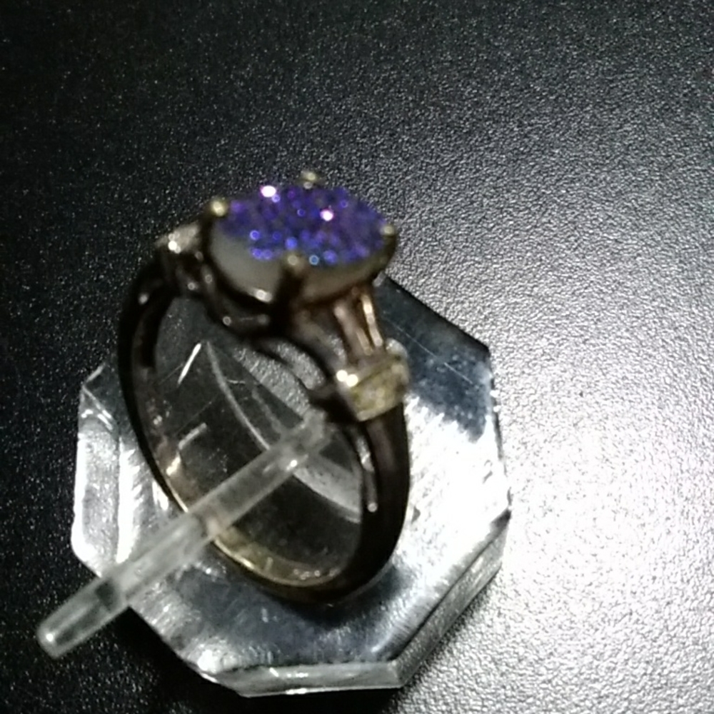 Druzy Quartz and Diamond Ring - Picture 3 of 4